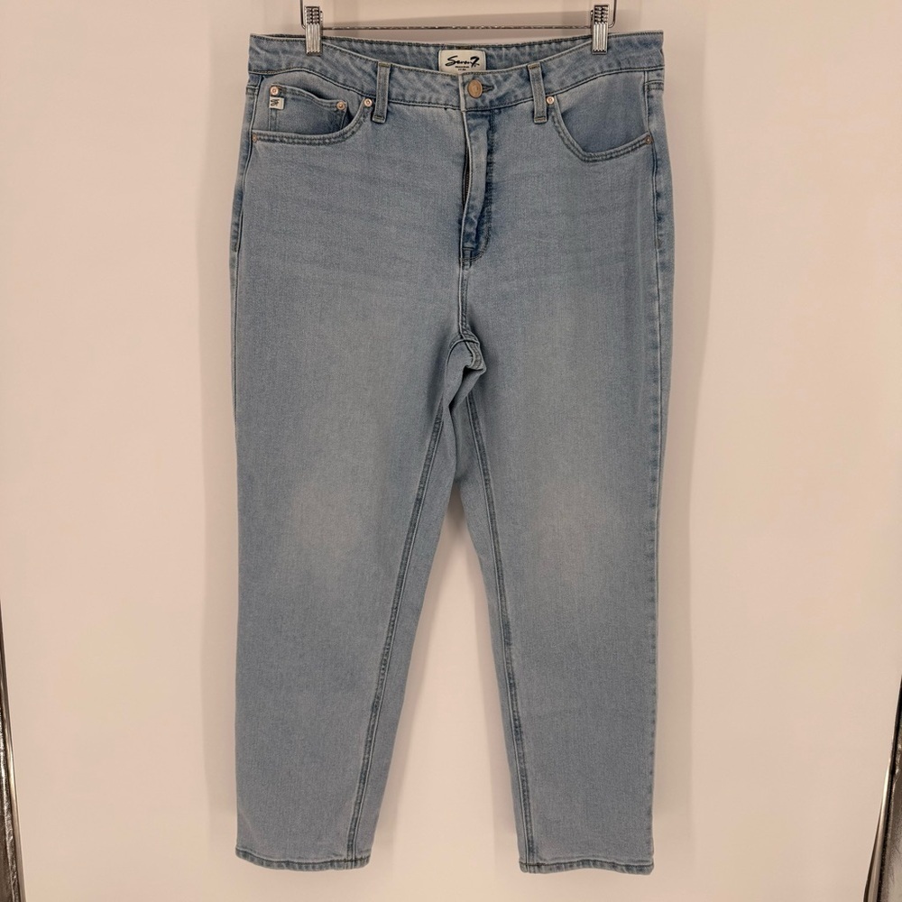 Seven7 Women's Straight Leg Jeans in Light Blue Size 16